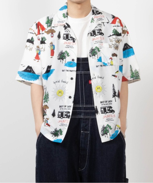 NAVY（ネイビー）の「NAVYメッシュプリント総柄シャツ/接触冷感/ストレッチ/シワ防止加工（シャツ/ブラウス・メンズ・ブラック/ブルー/ネイビー/ベージュ/グリーン/ホワイト・M/L/XL）」の16枚目の写真