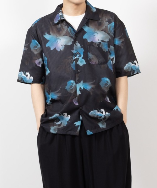 3XL 柄シャツ 妖艶なグラデーション ネイビー ベージュ ヴィジュアル系 ベージュ系 \u2013 ArrrT