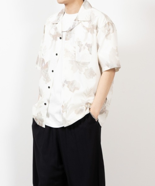 NAVY（ネイビー）の「NAVYメッシュプリント総柄シャツ/接触冷感/ストレッチ/シワ防止加工（シャツ/ブラウス・メンズ・ブラック/ブルー/ネイビー/ベージュ/グリーン/ホワイト・M/L/XL）」の19枚目の写真