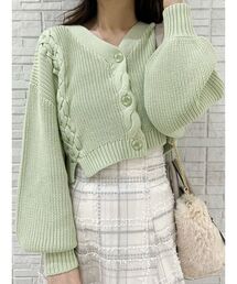 MERCURYDUO | 片畔レースアップニットカーディガン(カーディガン/ボレロ)