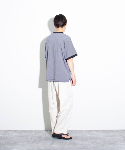 GLOSTER(グロスター)の「【GLOSTER/グロスター】リンガー ボーダーTシャツ ワイドフィット(Tシャツ/カットソー・メンズ・ホワイト系その他/グレー系その他/グリーン系その他・S/M/L)」の4枚目の写真