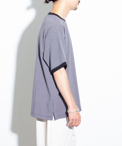GLOSTER(グロスター)の「【GLOSTER/グロスター】リンガー ボーダーTシャツ ワイドフィット(Tシャツ/カットソー・メンズ・ホワイト系その他/グレー系その他/グリーン系その他・S/M/L)」の8枚目の写真