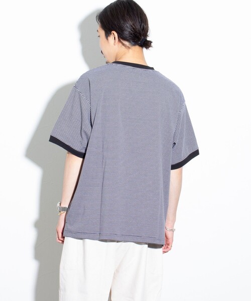 GLOSTER(グロスター)の「【GLOSTER/グロスター】リンガー ボーダーTシャツ ワイドフィット(Tシャツ/カットソー・メンズ・ホワイト系その他/グレー系その他/グリーン系その他・S/M/L)」の9枚目の写真