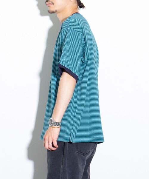 GLOSTER(グロスター)の「【GLOSTER/グロスター】リンガー ボーダーTシャツ ワイドフィット(Tシャツ/カットソー・メンズ・ホワイト系その他/グレー系その他/グリーン系その他・S/M/L)」の21枚目の写真