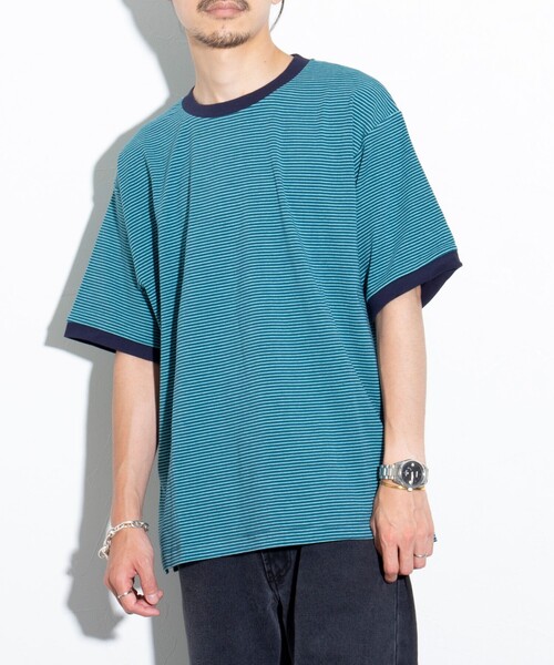 GLOSTER(グロスター)の「【GLOSTER/グロスター】リンガー ボーダーTシャツ ワイドフィット(Tシャツ/カットソー・メンズ・ホワイト系その他/グレー系その他/グリーン系その他・S/M/L)」の22枚目の写真
