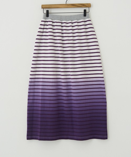 CUBE SUGAR（キューブシュガー）の「グラデーション染ボーダーカットソーロングスカート（スカート・レディース・パープル/ブラック/キャメル・M）」の15枚目の写真