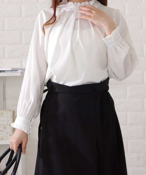 Lace Ladies(レースレディース)の「プチハイネックキャンディスリーブ長袖ブラウス(シャツ/ブラウス・レディース・ブラック/ネイビー/ベージュ/ホワイト・S/FREE)」の7枚目の写真