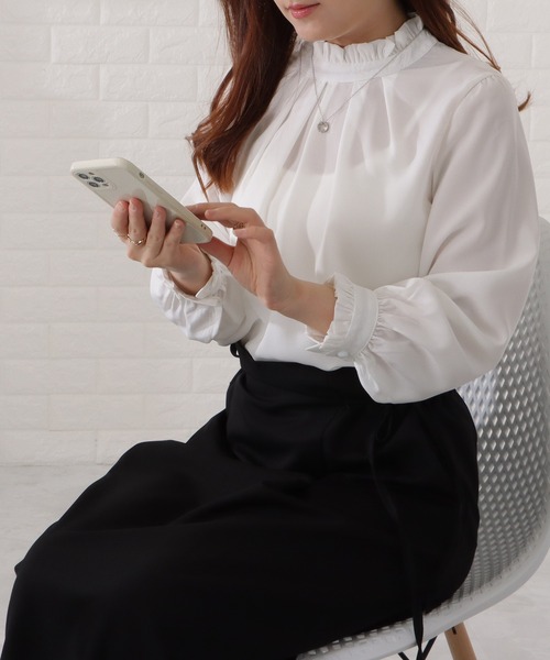 Lace Ladies(レースレディース)の「プチハイネックキャンディスリーブ長袖ブラウス(シャツ/ブラウス・レディース・ブラック/ネイビー/ベージュ/ホワイト・S/FREE)」の14枚目の写真