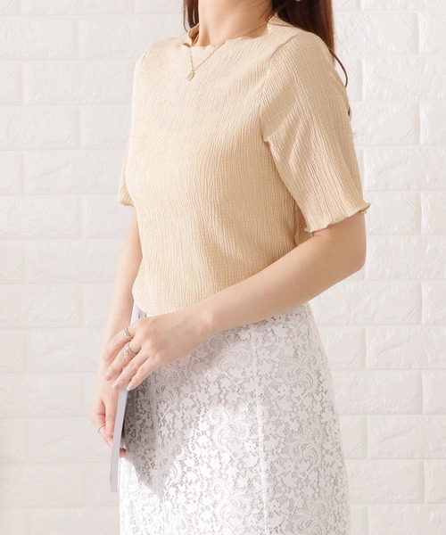 Lace Ladies(レースレディース)の「シャーリング配色メロウ半袖プルオーバー(シャツ/ブラウス・レディース・ベージュ/グレー/ミント/アイボリー/ブラック・FREE/S)」の21枚目の写真