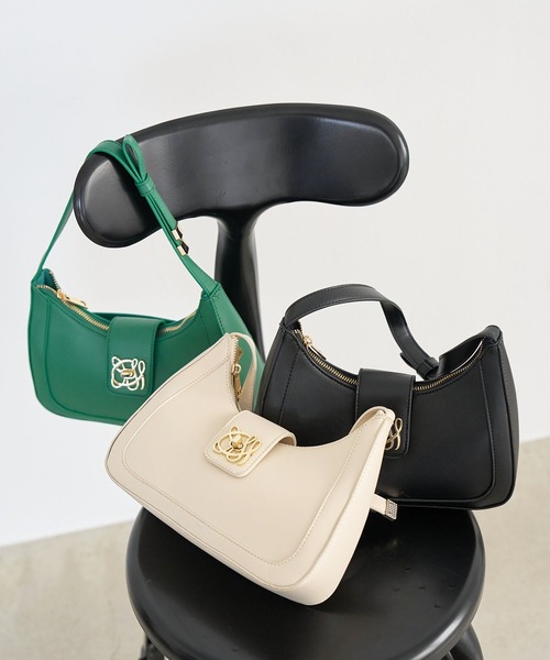 VIS（ビス）の「【180℃美人見え】ハンドルリボンワンショルダーバッグ（ハンドバッグ・レディース・グリーン/キナリ/ブラック・FREE）」の4枚目の写真