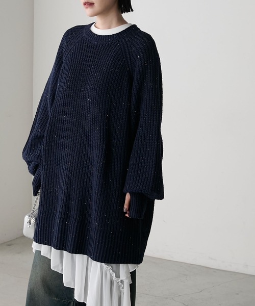 forksy.】フィンガーホールロングアームニット forksy.│MONO-MART