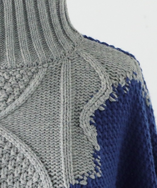 antiqua（アンティカ）の「配色ウェーブハイネックニット（ニット/セーター・レディース・グレー/ブラック/ブラック×グレー・FREE）」の22枚目の写真