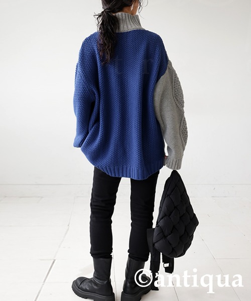 antiqua（アンティカ）の「配色ウェーブハイネックニット（ニット/セーター・レディース・グレー/ブラック/ブラック×グレー・FREE）」の18枚目の写真