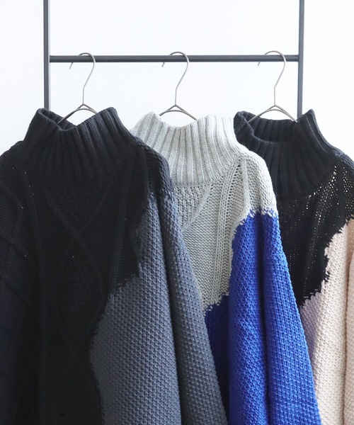 antiqua（アンティカ）の「配色ウェーブハイネックニット（ニット/セーター・レディース・グレー/ブラック/ブラック×グレー・FREE）」の8枚目の写真