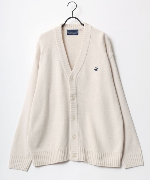 BEVERLY HILLS POLO CLUB（ビバリーヒルズポロクラブ）の「BEVERLY HILLS POLO CLUB/ビバリーヒルズポロクラブ オーバーサイズ ロゴ ワンポイント刺繍 ニット カーディガン/長袖 トップス/レディース メンズ（カーディガン/ボレロ・レディース・ベージュ/ネイビー/ライトグレー/アイボリー/ブラック・M/L/LL）」の6枚目の写真