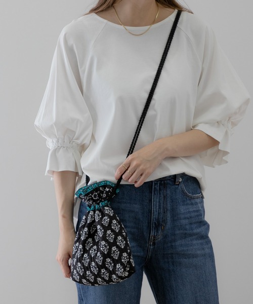 URBAN RESEARCH Sonny Label（アーバンリサーチサニーレーベル）の「MIXプリントコットンポシェット（ショルダーバッグ・レディース・ブラック/カーキ/ブルー・ONE）」の2枚目の写真