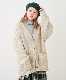 CUBE SUGAR | アンティークニット鹿の子Vネックカーディガン(カーディガン/ボレロ)