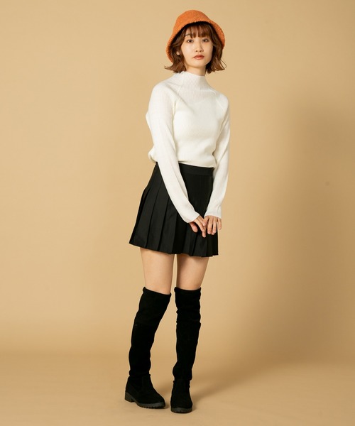 fort point(フォーポイント)の「【FORTPOINT/フォートポイント】ボトルネックで大人のこなれ感 リブニット ボトルネック トップス ハイネック(ニット/セーター・レディース・オフホワイト/ブラック/ベージュ・MEDIUM/LARGE)」の5枚目の写真