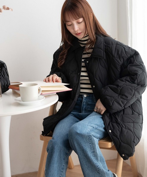 WEGO(ウィゴー)の「WEGO/キルティングブルゾン(ブルゾン・レディース・ブラック/ライトグレー/ホワイト・FREE)」の3枚目の写真