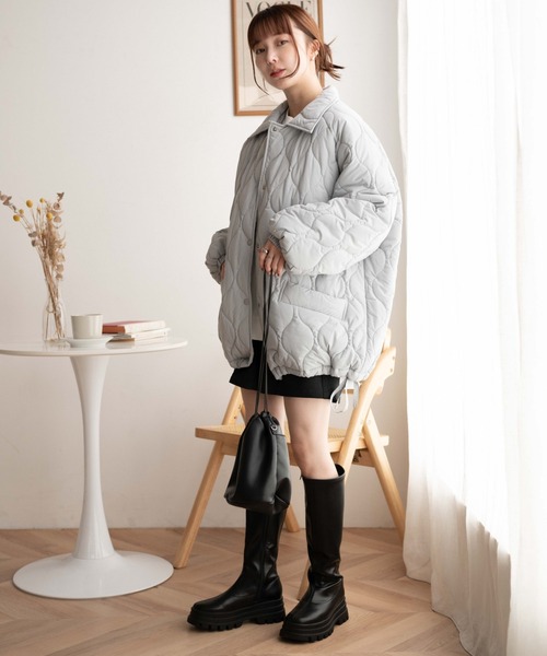 WEGO(ウィゴー)の「WEGO/キルティングブルゾン(ブルゾン・レディース・ブラック/ライトグレー/ホワイト・FREE)」の5枚目の写真
