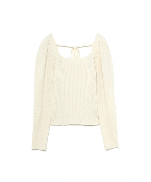 Stylevoice for xxx（スタイルヴォイスフォー）の「スクエアネックミドルゲージニットトップス（ニット/セーター・レディース・ブラウン/オフホワイト/チャコールグレー・FREE）」の8枚目の写真