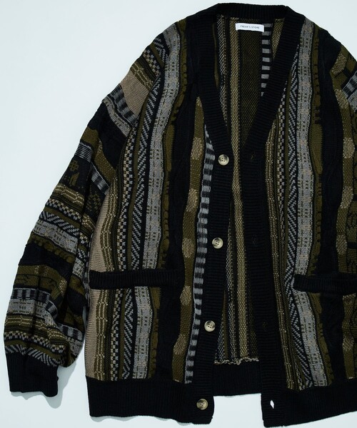 FREAK'S STORE（フリークスストア）の「FREAK’S STORE/フリークスストア ビックシルエット クージー ニットカーディガン（カーディガン/ボレロ・メンズ・オリーブ/ブラック・MEDIUM/LARGE）」の11枚目の写真