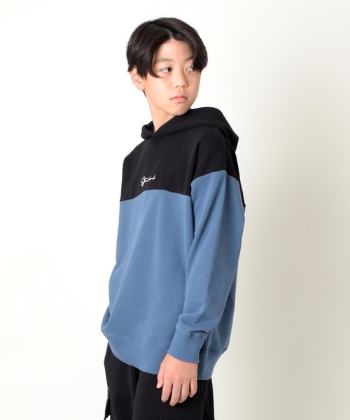 GLAZOS(グラソス)の「TC裏毛・バイカラーパーカー(その他トップス・キッズ・ベージュ/ライトブルー/グレー・140cm/150cm/160cm/170cm)」の3枚目の写真