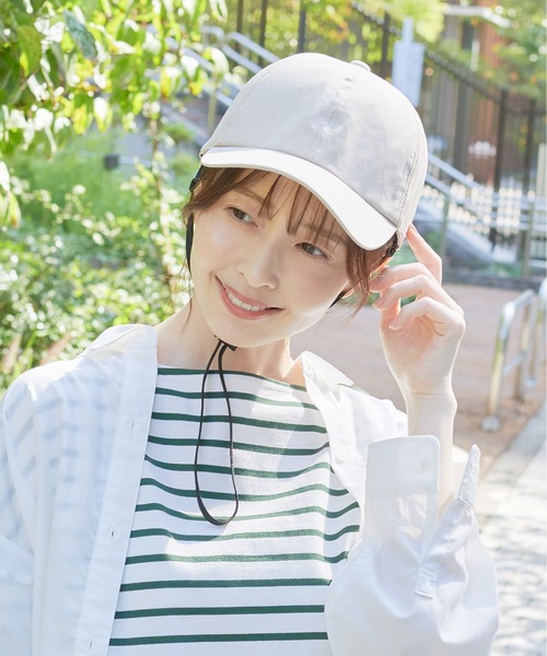 HAT MIKKE（ハットミッケ）の「【オシャメット】インナーガード入り自転車用ヘルメット / キャップ / 帽子 / UV対策 / 紫外線対策 / あご紐付き / CE規格（キャップ・レディース・ネイビー/ベージュ/ブラック・フリー）」の14枚目の写真