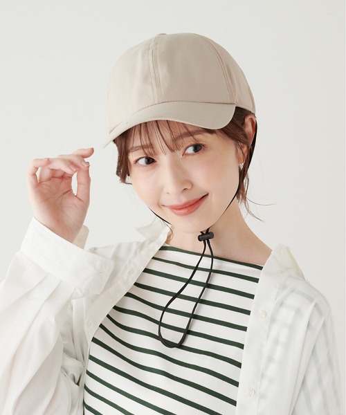 HAT MIKKE（ハットミッケ）の「【オシャメット】インナーガード入り自転車用ヘルメット / キャップ / 帽子 / UV対策 / 紫外線対策 / あご紐付き / CE規格（キャップ・レディース・ネイビー/ベージュ/ブラック・フリー）」の10枚目の写真