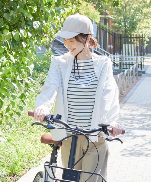 HAT MIKKE（ハットミッケ）の「【オシャメット】インナーガード入り自転車用ヘルメット / キャップ / 帽子 / UV対策 / 紫外線対策 / あご紐付き / CE規格（キャップ・レディース・ネイビー/ベージュ/ブラック・フリー）」の12枚目の写真