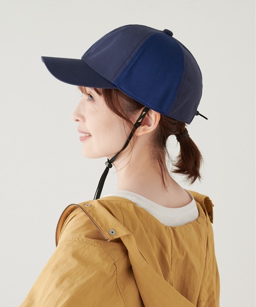 HAT MIKKE（ハットミッケ）の「【オシャメット】インナーガード入り自転車用ヘルメット / キャップ / 帽子 / UV対策 / 紫外線対策 / あご紐付き / CE規格（キャップ・レディース・ネイビー/ベージュ/ブラック・フリー）」の20枚目の写真