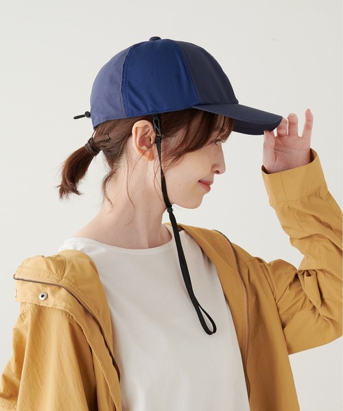 HAT MIKKE（ハットミッケ）の「【オシャメット】インナーガード入り自転車用ヘルメット / キャップ / 帽子 / UV対策 / 紫外線対策 / あご紐付き / CE規格（キャップ・レディース・ネイビー/ベージュ/ブラック・フリー）」の21枚目の写真