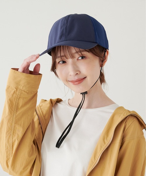 HAT MIKKE（ハットミッケ）の「【オシャメット】インナーガード入り自転車用ヘルメット / キャップ / 帽子 / UV対策 / 紫外線対策 / あご紐付き / CE規格（キャップ・レディース・ネイビー/ベージュ/ブラック・フリー）」の18枚目の写真