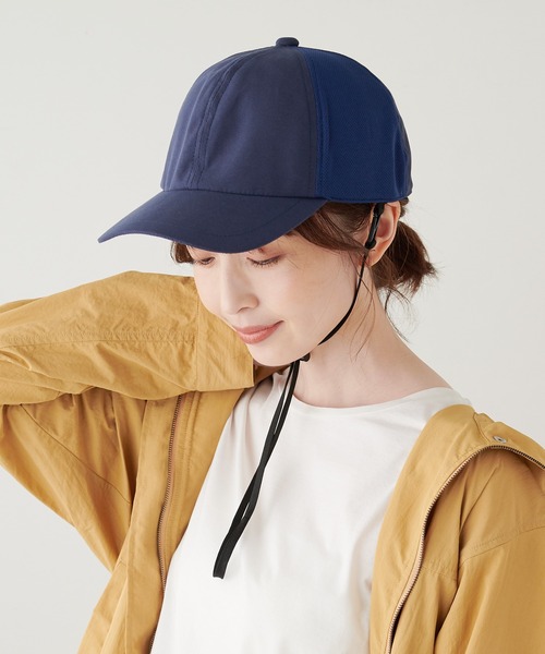 HAT MIKKE（ハットミッケ）の「【オシャメット】インナーガード入り自転車用ヘルメット / キャップ / 帽子 / UV対策 / 紫外線対策 / あご紐付き / CE規格（キャップ・レディース・ネイビー/ベージュ/ブラック・フリー）」の19枚目の写真