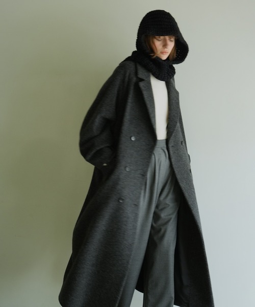 CLANE 黒 チェスターコート ロング丈 CLANE 黒 チェスターコート ロング丈 DOUBLE WOOL LONG COAT