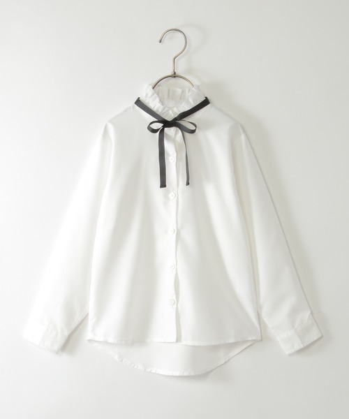 ikka（イッカ）の「【フォーマル対応】ボウタイ付きフリルブラウス（120~160cm）（シャツ/ブラウス・キッズ・オフホワイト・120/130/140/150/160）」の2枚目の写真
