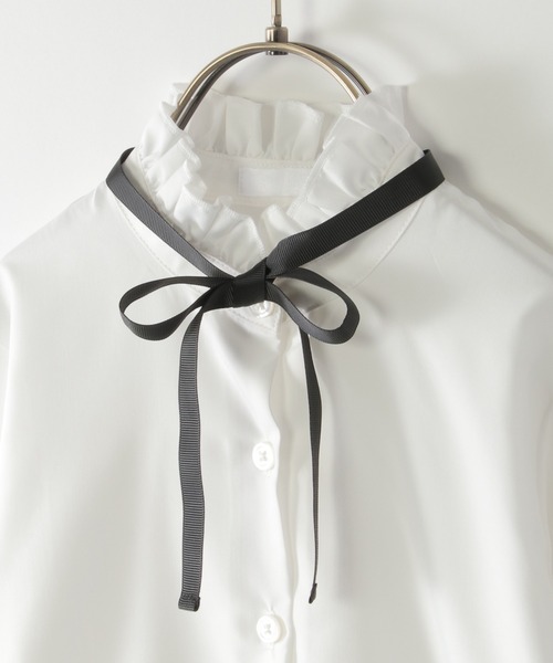 ikka（イッカ）の「【フォーマル対応】ボウタイ付きフリルブラウス（120~160cm）（シャツ/ブラウス・キッズ・オフホワイト・120/130/140/150/160）」の4枚目の写真