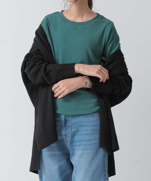 and it_（アンドイット）の「起毛リブクルーネック長袖Tシャツ（Tシャツ/カットソー・レディース・グレイッシュベージュ/ブラック/ブルー/アイボリー/グリーン・M）」の5枚目の写真