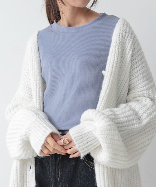and it_（アンドイット）の「起毛リブクルーネック長袖Tシャツ（Tシャツ/カットソー・レディース・グレイッシュベージュ/ブラック/ブルー/アイボリー/グリーン・M）」の20枚目の写真