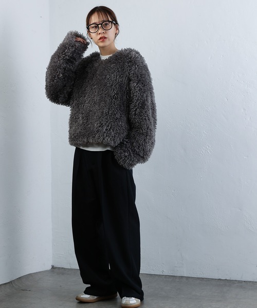 COLONY 2139（コロニートゥーワンスリーナイン）の「WEB・一部店舗限定 / 2WAYフリンジVネックプルオーバー（Tシャツ/カットソー・レディース・アイボリー/ブラック/グレー/ネイビー・FREE）」の12枚目の写真