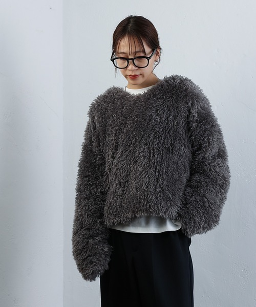 COLONY 2139（コロニートゥーワンスリーナイン）の「WEB・一部店舗限定 / 2WAYフリンジVネックプルオーバー（Tシャツ/カットソー・レディース・アイボリー/ブラック/グレー/ネイビー・FREE）」の8枚目の写真