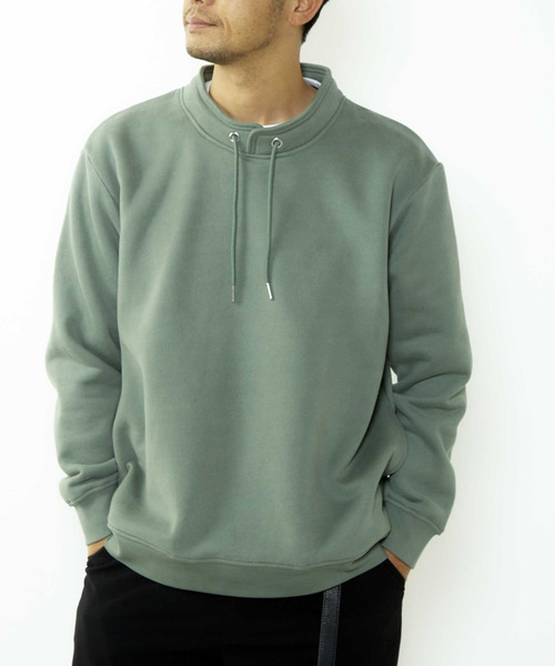 MEN'S MELROSE（メンズメルローズ）の「【MASTER FRAME/マスターフレーム】変形スタンドカラープルオーバースウェット（スウェット・メンズ・ミント/チャコールグレー/ライトグレー・4/3）」の3枚目の写真