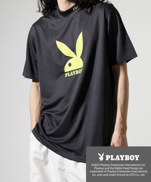 PLAYBOY（プレイボーイ）の「PLAYBOY プリントハイネック 半袖Tシャツ（Tシャツ/カットソー・メンズ・ホワイト/グレー系/ブラック/ホワイト系/ブラック系/チャコール・L/XL/M）」の6枚目の写真