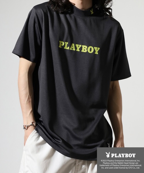 PLAYBOY（プレイボーイ）の「PLAYBOY プリントハイネック 半袖Tシャツ（Tシャツ/カットソー・メンズ・ホワイト/グレー系/ブラック/ホワイト系/ブラック系/チャコール・L/XL/M）」の5枚目の写真