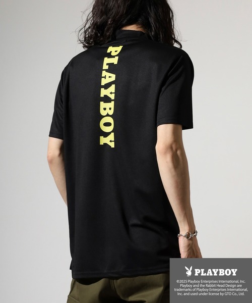 PLAYBOY（プレイボーイ）の「PLAYBOY プリントハイネック 半袖Tシャツ（Tシャツ/カットソー・メンズ・ホワイト/グレー系/ブラック/ホワイト系/ブラック系/チャコール・L/XL/M）」の9枚目の写真
