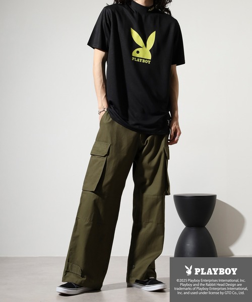 PLAYBOY（プレイボーイ）の「PLAYBOY プリントハイネック 半袖Tシャツ（Tシャツ/カットソー・メンズ・ホワイト/グレー系/ブラック/ホワイト系/ブラック系/チャコール・L/XL/M）」の10枚目の写真