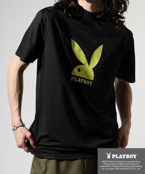 PLAYBOY（プレイボーイ）の「PLAYBOY プリントハイネック 半袖Tシャツ（Tシャツ/カットソー・メンズ・ホワイト/グレー系/ブラック/ホワイト系/ブラック系/チャコール・L/XL/M）」の7枚目の写真