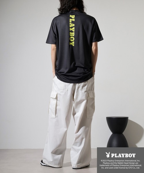 PLAYBOY（プレイボーイ）の「PLAYBOY プリントハイネック 半袖Tシャツ（Tシャツ/カットソー・メンズ・ホワイト/グレー系/ブラック/ホワイト系/ブラック系/チャコール・L/XL/M）」の19枚目の写真
