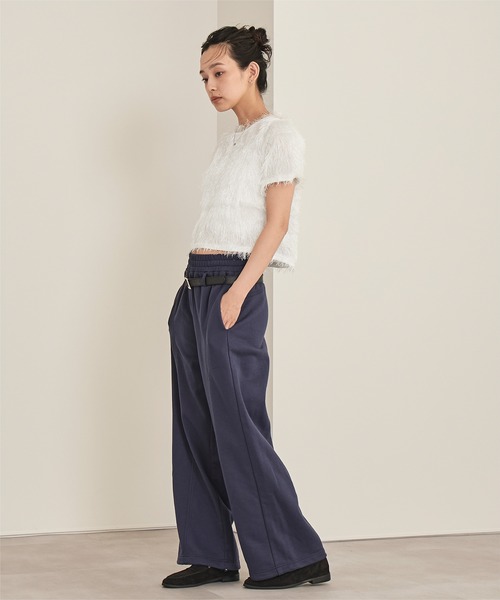 miette(ミエット)の「キラキラフリンジ半袖トップス(Tシャツ/カットソー・レディース・ピンク/ホワイト/ブラック・FREE)」の6枚目の写真