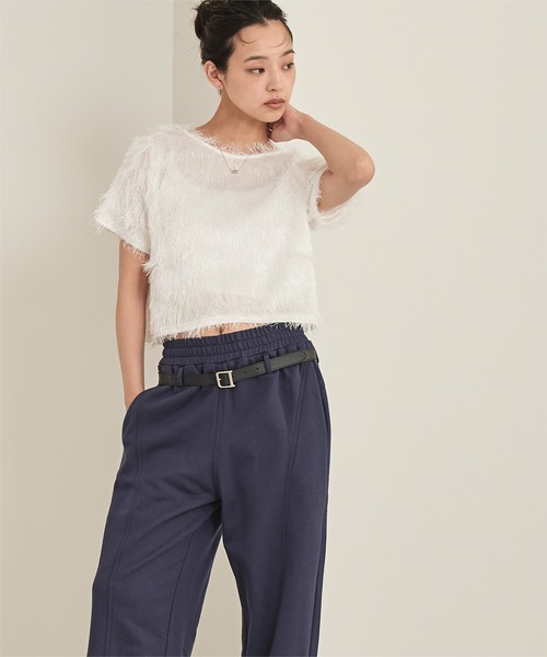 miette(ミエット)の「キラキラフリンジ半袖トップス(Tシャツ/カットソー・レディース・ピンク/ホワイト/ブラック・FREE)」の12枚目の写真